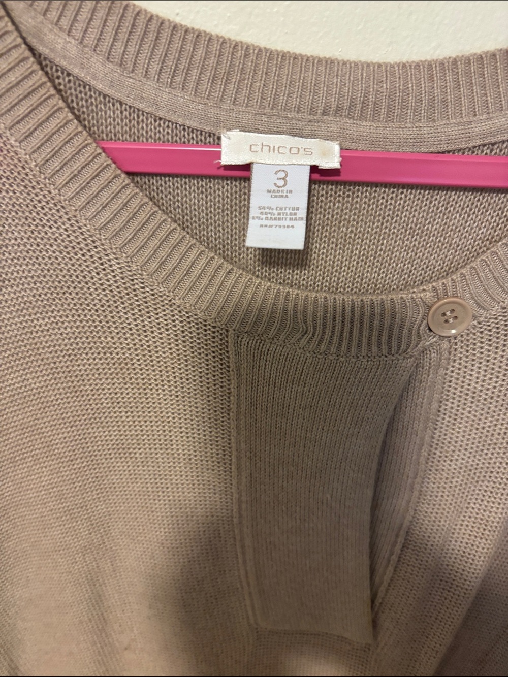 Chico's Taupe Button-Front Knit Cardigan